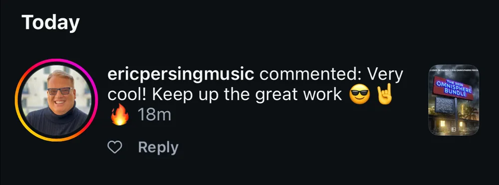 Customer testimonial from ericpersingmusic